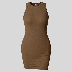 ✨3/$20 OQQ Sleeveless Brown Ribbed Dress